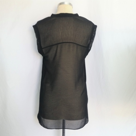 *SOLD***T by Alexander Wang Black Sheer V-Neck Top - Picture 3 of 6